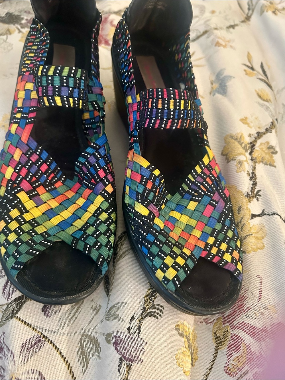 Multi-Color Woven Mary Jane Comfort Sandals - Women